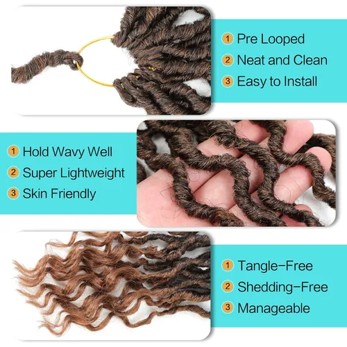 Miniatura 5 de Karida Goddess Locs - Cabello de ganchillo de 10 pulgadas, 8 paquetes de cabello de ganchillo mejorado para mujeres negras, rastas sintéticas de T30#