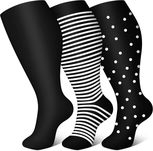 FEYHAY Calcetines de compresión de cobre de talla grande (3 pares) de circulación de 20-30 mmHg es el mejor atlético y diario para hombres y mujeres