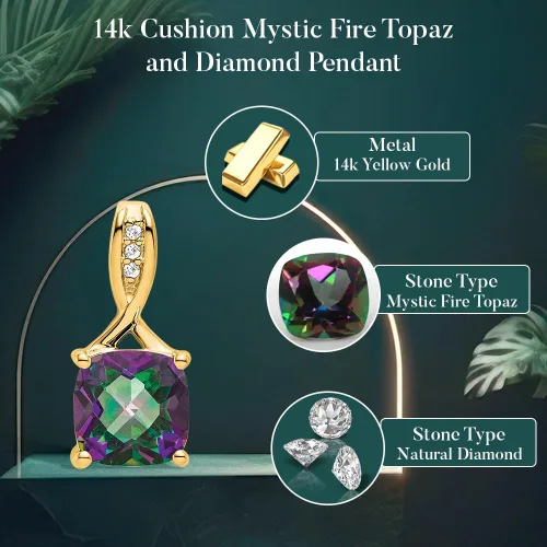 Miniatura 4 de Diamond2Deal Colgante de oro de 14 quilates con piedras preciosas y diamantes