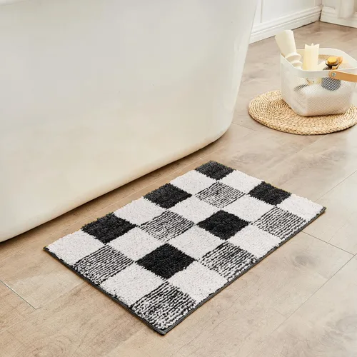 Miniatura 43 de CozeCube Tapetes de baño para baño antideslizantes, alfombras de baño de microfibra absorbente esponjosas lavables, alfombras de baño estéticas