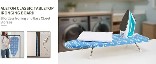 Miniatura 9 de Tabla de planchar de mesa de 12 x 29 pulgadas, tabla de planchar plegable portátil con acolchado de fieltro grueso, cubierta resistente al calor