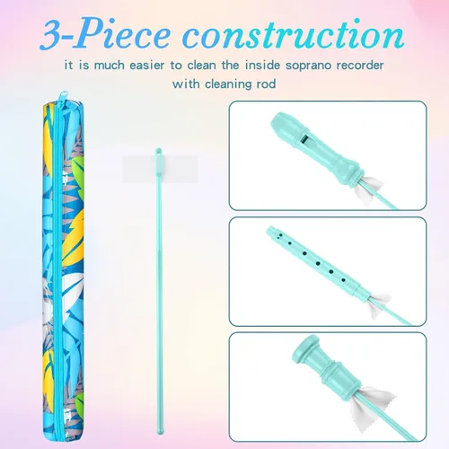 Miniatura 7 de Instrumento de flauta soprano para niños principiantes estudiantes, digitación alemana, llave C, flauta soprano de 3 piezas con varilla de limpieza