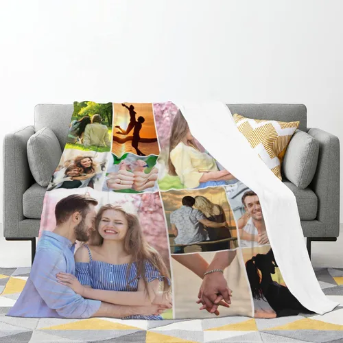Miniatura 2 de Mantas personalizadas con fotos, manta personalizada de collage de fotos, manta personalizada para parejas, con mis propias fotos, regalos de Foto-10