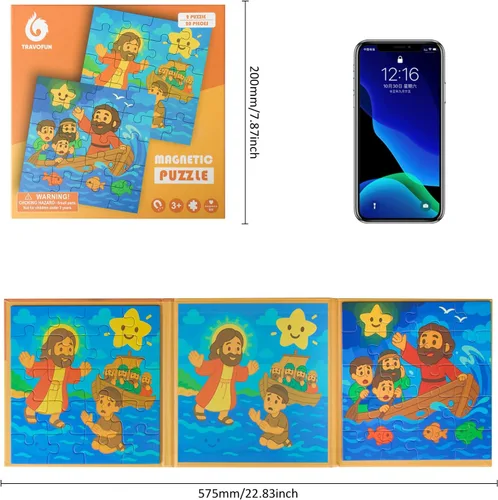 Miniatura 3 de Rompecabezas magnéticos de 20 piezas para niños de 3, 4, 5 y 6 años, libro de rompecabezas de espacio exterior, de madera, juegos y juguetes de viaje