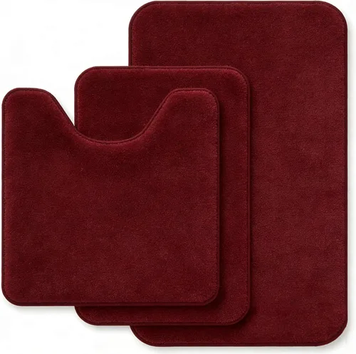 Miniatura 10 de Juego de alfombras de baño negros de espuma viscoelástica de 3 piezas con tapetes para inodoro, suaves y de apoyo, absorbentes de impactos
