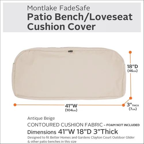 Miniatura 3 de Classic Accessories Montlake - Funda de cojín para banca de patio, Beige antiguo