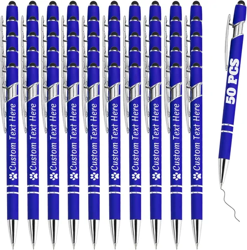 Miniatura 52 de Bolígrafos personalizados con grabado de nombre personalizado, bolígrafos de punta de lápiz con punta de lápiz personalizada, bolígrafos de Azul