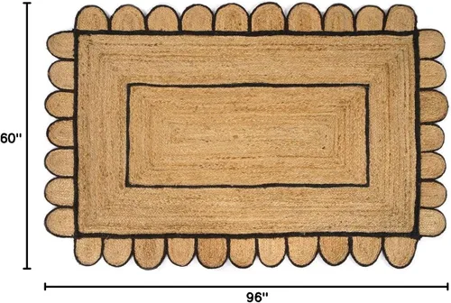 Miniatura 2 de GRUHUM Alfombra rectangular de yute de fibra natural, tejida a mano, estilo bohemio, reversible, respetuosa con el medio ambiente, trenzada, suave