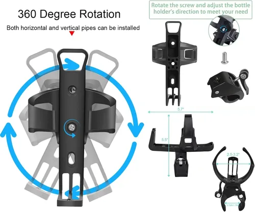 Miniatura 3 de Paquete de 2 soportes para botellas de bicicleta, soporte universal para botella de agua, soporte para botella de agua para bicicleta, cochecito