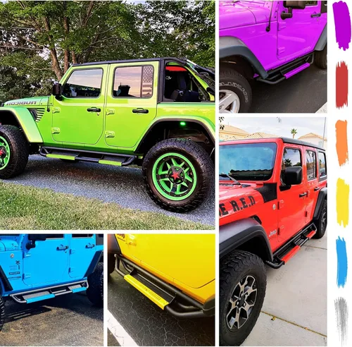 Miniatura 3 de oEdRo Estribos Totalmente de Acero con Placas de Escalón Pintables, Peldaños Laterales Atornillables Compatibles con Jeep Wrangler 4XE 2018-2026