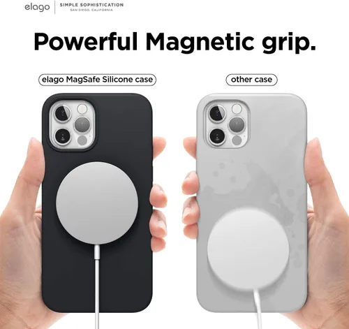 Miniatura 4 de elago Funda magnética de silicona compatible con MagSafe compatible con iPhone 12 y compatible con iPhone 12 Pro de 6.1 pulgadas, imanes integrados
