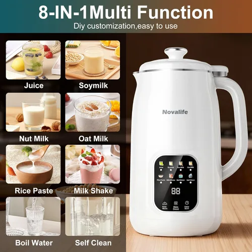 Miniatura 2 de Máquina para fabricar leche de nuez 8 en 1, licuadora de leche de soja de 40 onzas, leche de soja casera, leche de avena, leche de almendras, jugo