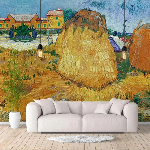 Miniatura 14 de IDEA4WALL Murales de pared para dormitorio, noche estrellada de Van Gogh, pinturas famosas, papel tapiz extraíble grande, calcomanías de pared