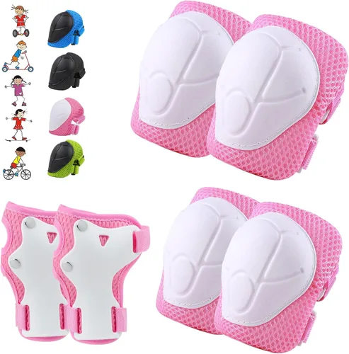 Miniatura 12 de WayEee Juego de 6 piezas de equipo de protección para niños, rodilleras para niños de 3 a 14 años, rodilleras y coderas para niños pequeños, juego