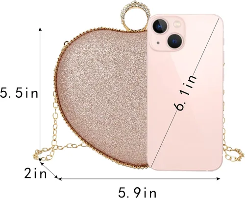 Miniatura 2 de Reberomantic Bolso de noche en forma de corazón Bolso de embrague de terciopelo Bolso de noche sólido