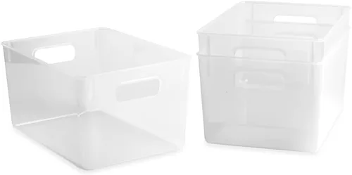 Miniatura 5 de Isaac Jacobs Paquete de 3 contenedores de almacenamiento transparentes medianos (8.5 pulgadas de largo x 7.5 pulgadas de ancho x 6 pulgadas de alto)