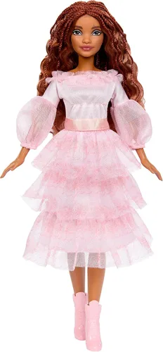Miniatura 5 de Mattel Disney La Sirenita Juguetes, Muñeca coleccionable de celebración de Ariel con cabello rojo y vestido rosa, inspirada en la película
