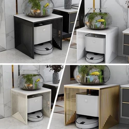 Miniatura 6 de Estante de almacenamiento para robot de barrido con mesa de pizarra, estante de almacenamiento para sala de estar, gabinete oculto al aspirador