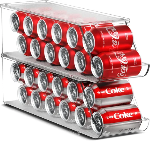 Sorbus Organizador de latas de soda para refrigerador, dispensador de latas apilable con tapa para refrigerador, despensa, congelador, capacidad