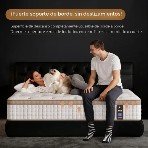 Miniatura 8 de MOOA Colchón tamaño matrimonial, colchón de 12 pulgadas de firmeza media con soporte lumbar y de hombro extra, colchones híbridos con espuma