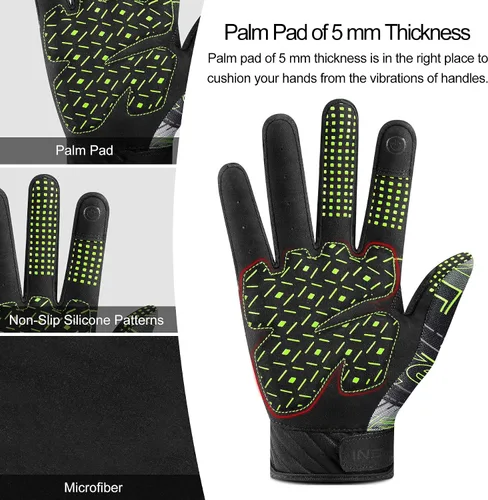 Miniatura 4 de INBIKE Guantes de ciclismo para hombres y mujeres, guantes de ciclismo acolchados de gel con memoria que absorben los golpes, guantes de ciclismo