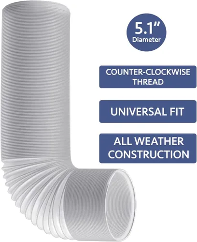 Miniatura 2 de Manguera de aire acondicionado, manguera de ventilación de escape portátil con 5.1 pulgadas de diámetro, en sentido contrario a las agujas