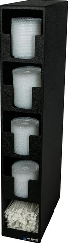 Miniatura 5 de San Jamar Tapa y torre de paja con 2 compartimentos de tapa y 1 compartimento para popote para restaurantes, comedores y comida rápida, plástico
