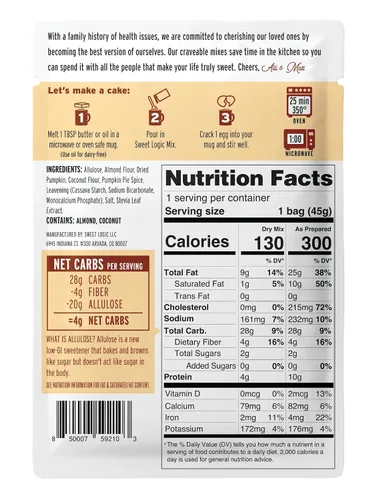 Miniatura 2 de Sweet Logic Keto - Taza de postre Keto para tartas, especias de calabaza, bajas en azúcar, sin gluten, bajas en carbohidratos, dulces aptos
