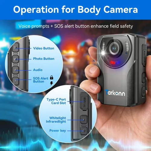 Miniatura 4 de Cámara corporal WiFi con GPS, video HD de 1080P y foto de 48 MP, batería de 4000 mAh, visión nocturna y alerta SOS, almacenamiento integrado de 64