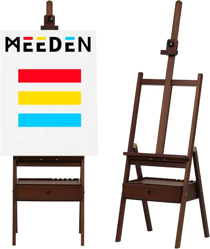 Miniatura 9 de MEEDEN Caballete de pintura con cajón de almacenamiento, caballete de estudio con marco en H, ajustable (60 a 75 pulgadas), soporte de caballete
