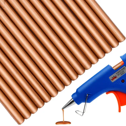 Miniatura 15 de 16 piezas de mini pistola de pegamento para sello de cera para sello de cera, oro ámbar, ideal para invitaciones de boda, tarjetas, sobres, paquetes