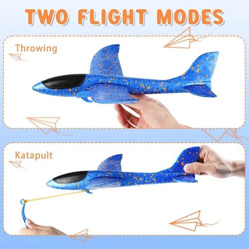 Miniatura 4 de VCOSTORE Paquete de 2 aviones de espuma de catapulta para niños, aviones planeadores de espuma de 13.3 pulgadas, aviones de espuma de poliestireno