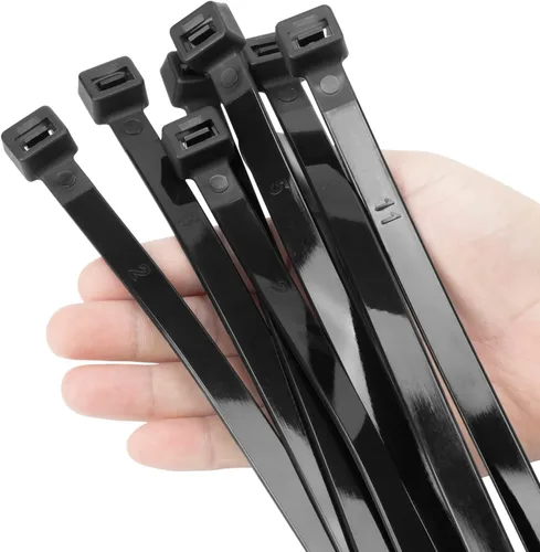 Miniatura 9 de XINGO Bridas de cremallera negras de 48 pulgadas para trabajo pesado 25 PCS, 200 LBS Bridas de alambre de plástico ultra fuertes, Bridas de cable