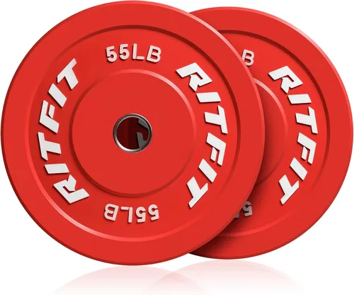 Miniatura 17 de RitFit Color Coded Bumper Plate, Olympic Bumper Plate for Barbell, 2-Inch Bumper Weight Plates With Steel Insert, rubber weight plates for Strength