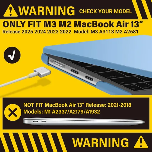 Miniatura 3 de IBENZER Compatible con estuche para MacBook Air de 13 pulgadas 2025 2024 2023 2022 M4 A3240 M3 A3113 M2 A2681, estuche rígido y funda con protector