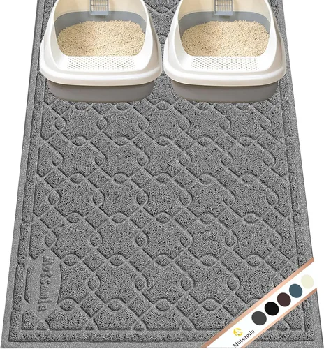 Miniatura 9 de Tapete para caja de arena para gatos, 35 x 24 pulgadas, tapete grande para atrapar arena para gatitos, mantiene el suelo limpio, tapete de caja