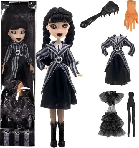 Miniatura 13 de Dumwick Muñeca Adams de 11.5" con Caja de Regalo, Tacones Altos, Vestido Negro y Cabello, Regalo de Juguetes Perfecto para Navidad y Cumpleaños