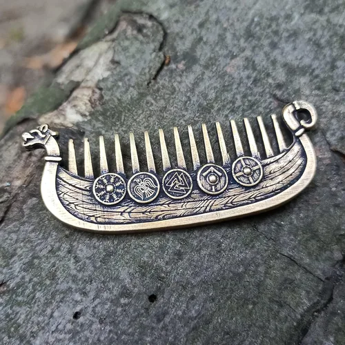 Miniatura 6 de Peine de metal para barba Viking Drakkar Custom bigote cuidado y belleza
