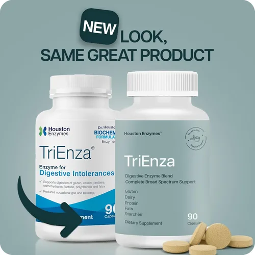 Miniatura 7 de Houston Enzymes TriEnza - Suplemento enzimático digestivo para gluten, caseína, soja, proteínas, carbohidratos, grasas y polifenoles, enzimas