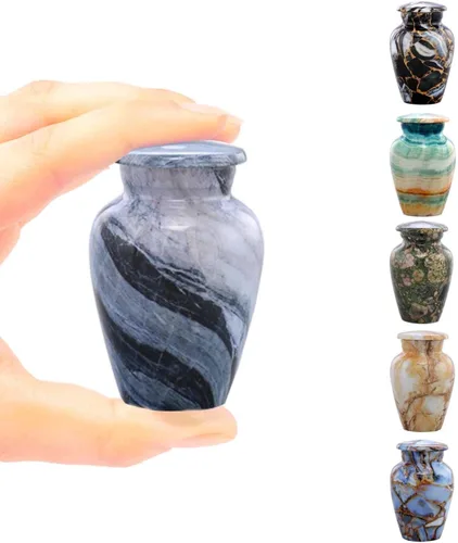 Miniatura 10 de Urnas de cremación conmemorativas para cenizas humanas Urna de cremación grande hecha a mano con acabado de mármol para adultos, urnas decorativas