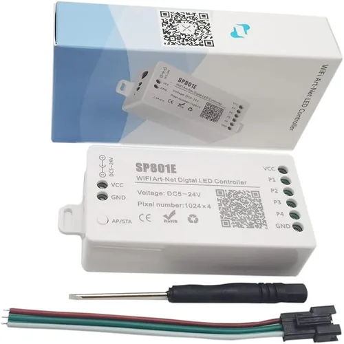 Miniatura 2 de SP801E WiFi Art-Net Magic LED Controlador LED Matriz Panel Módulo WS2812B WS2811 Tira de luz Control inalámbrico iOS Android DC5-24V