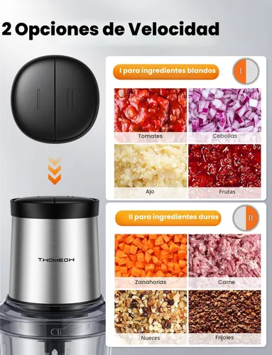 Miniatura 2 de Procesador de alimentos de 4 tazas, picador eléctrico de alimentos, pequeño pero potente: molinillo de carne con 2 cuencos, 2 velocidades y 4