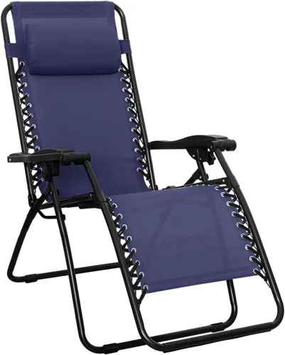 Miniatura 7 de Amazon Basics - Silla de patio para exteriores con gravedad cero, acolchada, reclinable, plegable y ajustable, con almohada, de Textilene, sillas