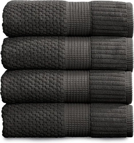 Miniatura 76 de NY Loft Juego de 4 toallas de baño 100% algodón, supersuaves y absorbentes, de secado rápido, 30 x 52 pulgadas, algodón texturizado y duradero