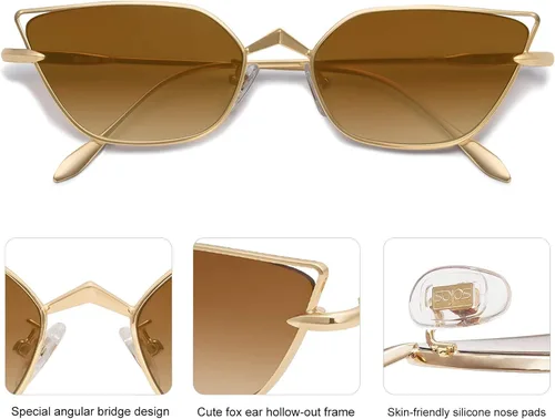 Miniatura 3 de SOJOS Gafas de sol pequeñas Cateye Moda Estrecha Diversión Moda Rectángulo Sunnies SJ1127