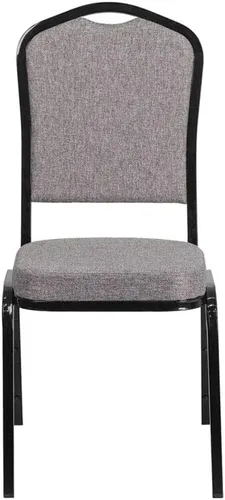 Miniatura 57 de Flash Furniture HERCULES Series - Silla apilable para banquetes con respaldo de corona en tela negra con estampado, marco de vena plateada Tela