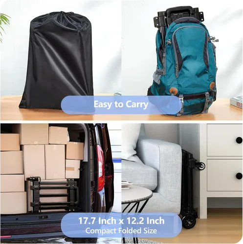 Miniatura 9 de KEDSUM Carrito de viaje para asiento de automóvil, carrito compacto y ligero para aeropuerto, construcción sólida, portátil, para aeropuertos
