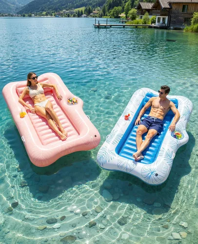 Miniatura 7 de HeySplash Inflatable Tanning Pool Lounger Float, Suntan Tub for Adults, Blow Up Sunbathing Pool with Integrated Pillow and Cup Holder, Heavy Duty