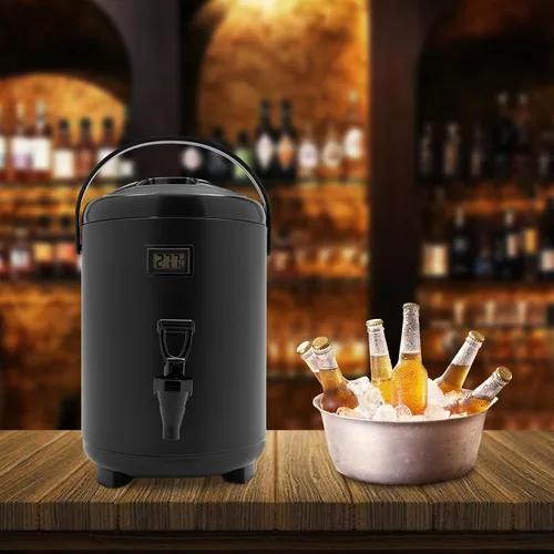 Miniatura 8 de Dispensador de bebidas aislado, dispensador de bebidas calientes de acero inoxidable de 2.11 galones con termómetro, dispensador de bebidas frías