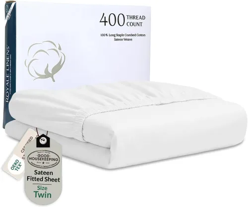 Miniatura 29 de ROYALE LINENS Sábana bajera ajustable de 300 hilos 100% algodón peinado de fibras largas, tamaño Queen, sábana inferior súper suave con bolsillo